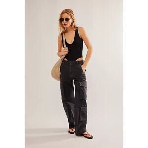NWT Citizens of Humanity Delena Cargo Jeans Leith Washed Black‎ 28 Loose Baggy